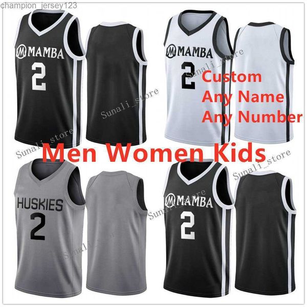 

college basketball wears custom black white grey #2 mamba gianna gigi bryant high school college basketball jersey men youth kids women cust