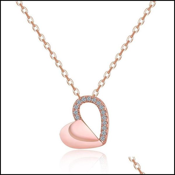 

pendant necklaces fashion double layer heart clear cz necklace sier chain for women fine jewelry wedding gift drop delivery 2022 neck dh4k1, Silver