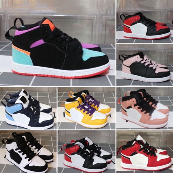 

2021 basketball shoes 1s white game royal orange blue multicolor tattoo red youth kids 1 sneakers tennis225z, Black