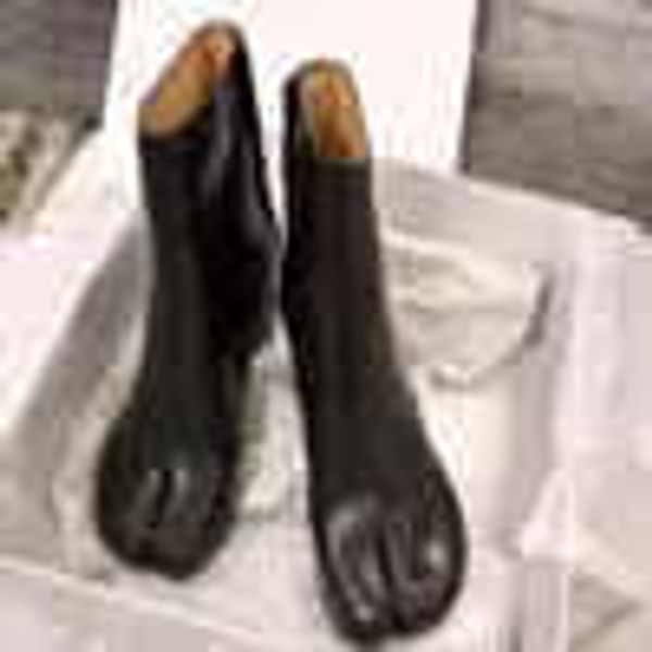 

quality perfect official maison tabi leather booties luxury fashion street style shoes new designer split-toe margiela ankle mm6 boots sd4, Black