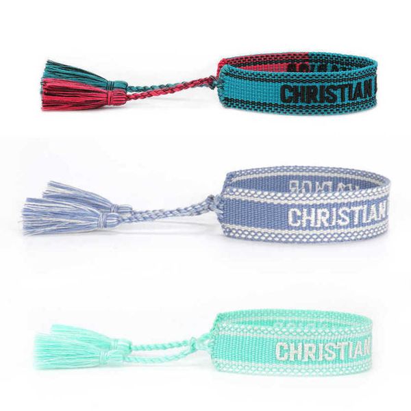 

fashion women's luxury bracelets d brand designer bangle embroidered braided bracelet wedding bohemian letter hand rope trinket men gir, Golden;silver