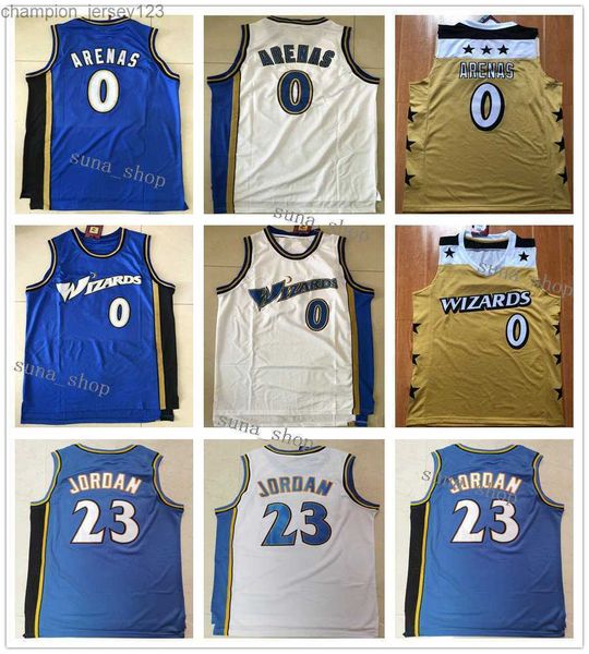 

college basketball wears men gilbert arenas 0 jerseys basketball blue white yellow shirts custom any name any number, Black
