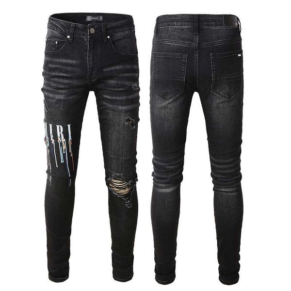 

new arrivals 2022 amirs mens luxury designer denim jeans holes trousers amirs jean coolguy biker pants man clothing #830, Blue