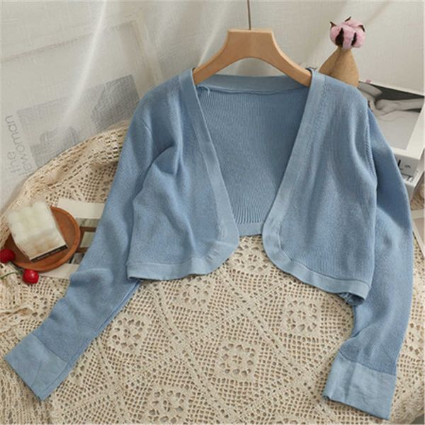 

women's sweaters korean fashion new summer thin short vest women long sleeves knitted shirts crop female open stitch sweater shirts j2, White;black