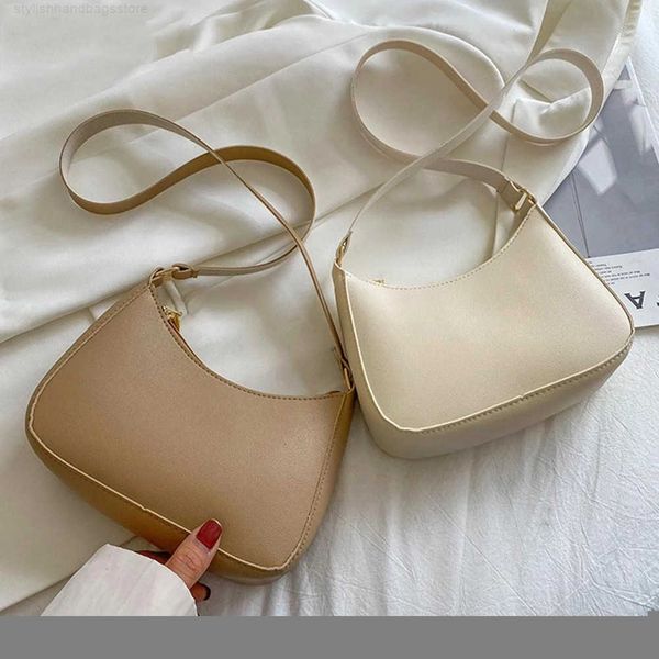 

evening bag 2022 new women's fashion handbags retro solid color pu leather shoulder underarm casual women hobos y220802