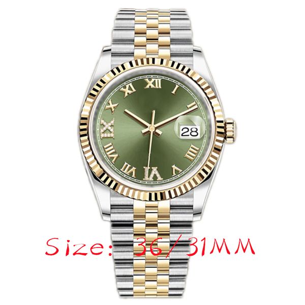 

women's 36mm automatic mechanical watch 904l stainless steel watches quartz movement 31mm super bright sapphire waterproof watch montre, Slivery;golden