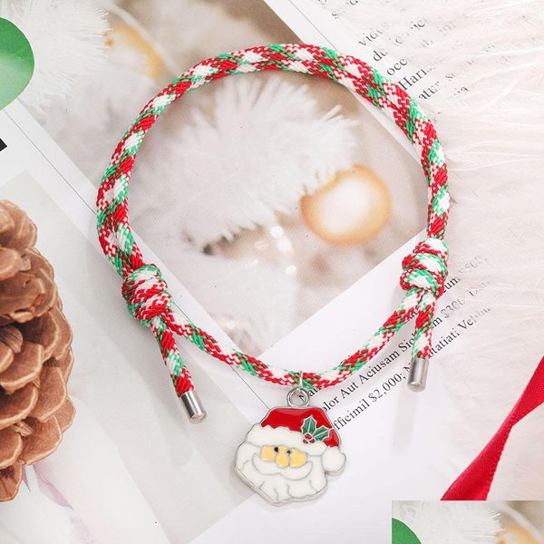 

chain handwoven charm bracelets santa claus christmas tree pendant chain bracelet ladies childrens jewelry gift drop delivery 2022 dhbsx, Black