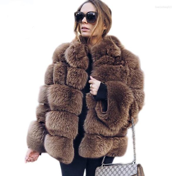 

women's fur thicken pink faux coat women winter stand collar long sleeve jacket outwear fluffy, Black