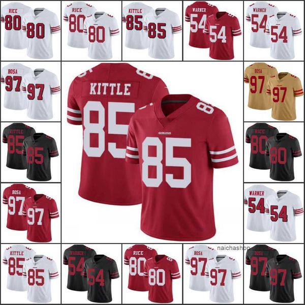 

jersey san francisco''49ers''men #97 nick bosa 85 george kittle 80 jerry rice 54 fred warner limited''nfl', Black