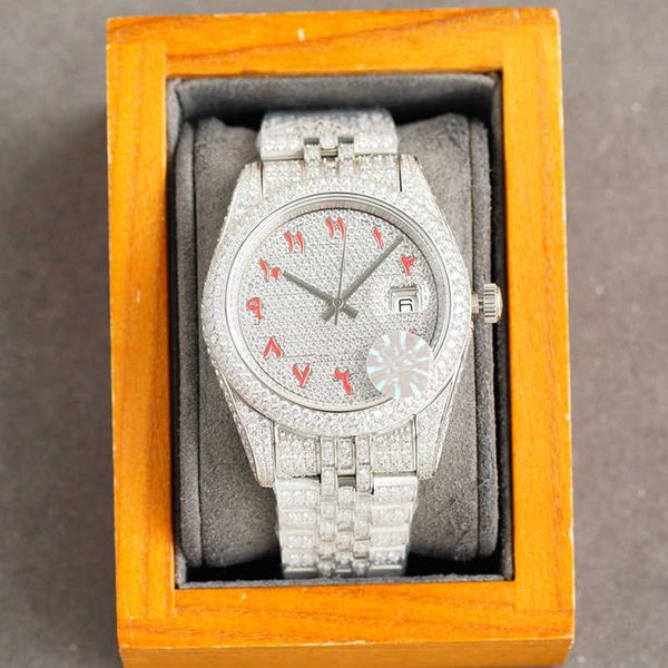 

wristwatch classic diamond watch mens watch automatic mechanical wristwatch 41mm sapphire waterproof dign diamond-strap montre de luxe, Silver