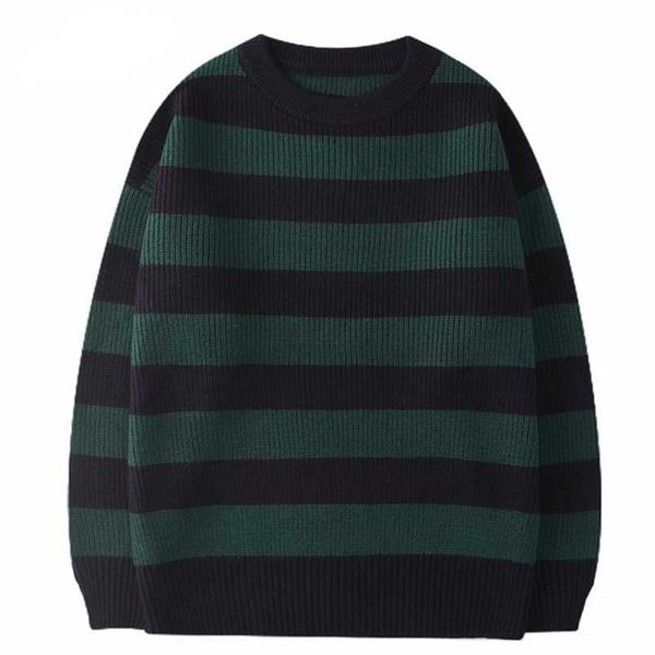 

men's sweaters korean knitted men women harajuku casual cotton pullover tate langdon same style green striped 2021 autumn g221018, White;black