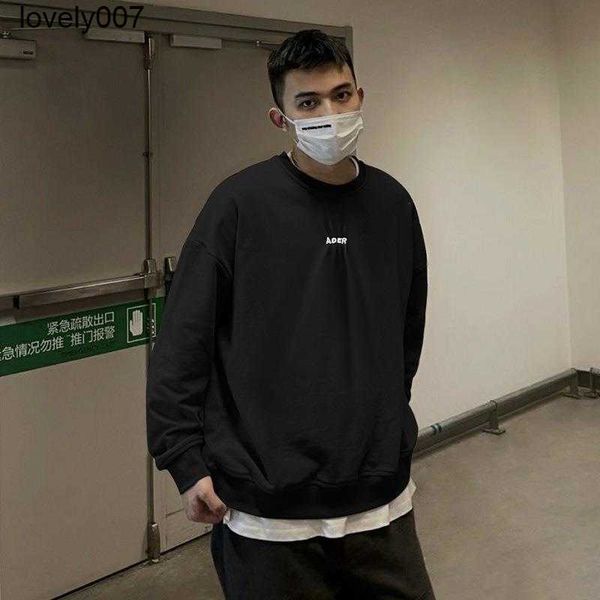 

men's hoodies designer sweatshirts ader pleated little popular fashion brand casual loose couple round neck autumn sweater male, Black