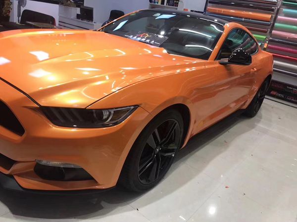 

glossy magic coral orange vinyl wrap adhesive sticker decal car wrapping foil roll quality warranty