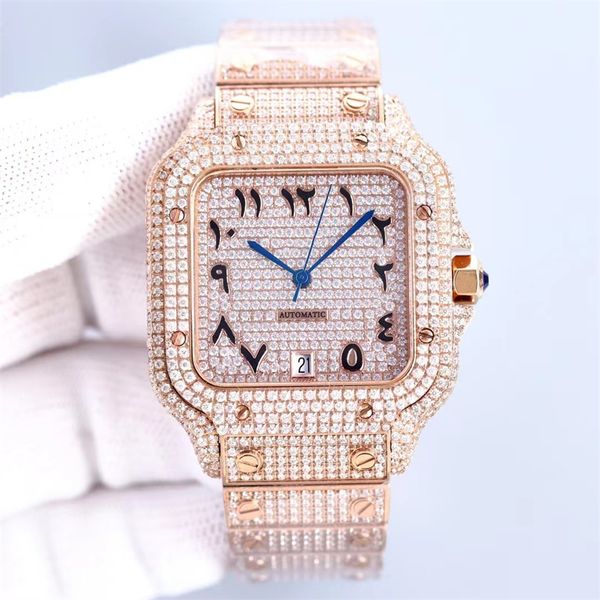

diamond watch mens watch mechanical movement watches sapphire anti-scratch lens 316l fine steel case strap 40mm fold buckle 001, Slivery;brown