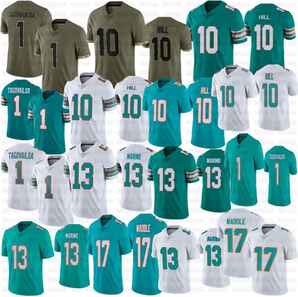 

men 10 tyreek hill football jerseys 13 dan marino 17 jaylen waddle 1 tua tagovailoa jersey stitched, Black;red