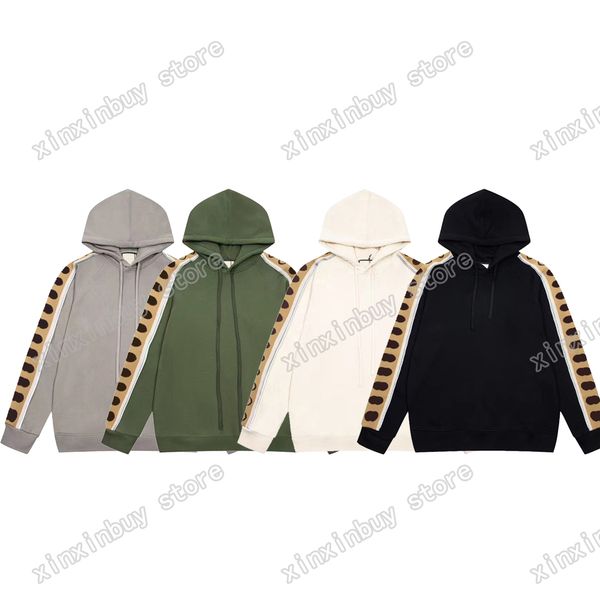 

xinxinbuy men designer hoodie sweater reflective webbing letter jacquard paris round neck women black blue yellow s-xl, Black;brown
