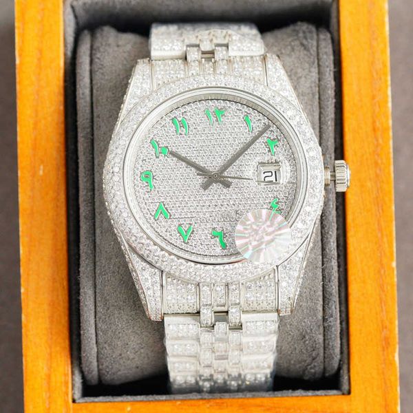 

wristwatches shiny diamond watch mens watch automatic mechanical wristwatch 41mm sapphire dign diamond-strap montre de luxe17px, Silver