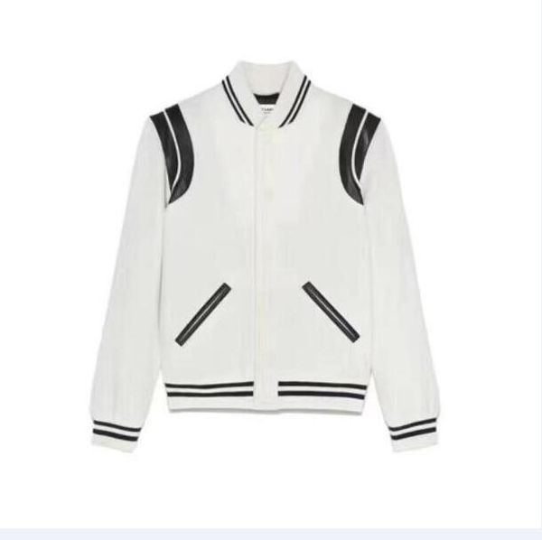 

2022men's jackets new men's and women's spring autumn clavicle chain slp classic baseball suit splicing leather jacket senio, Black;brown