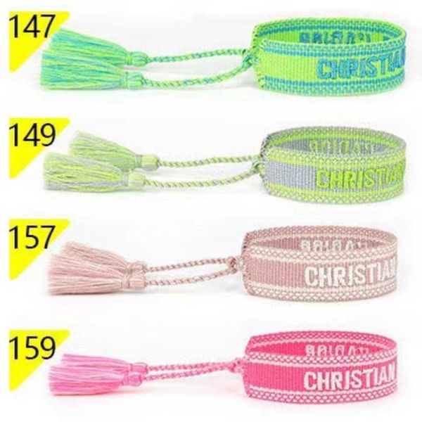 

fashion women luxury bracelets brand d designer bangle jewelry bohemian female embroidered letter hand woven tassel rope bracelet men girl f, Golden;silver