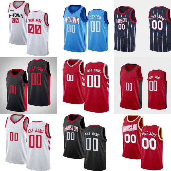 

75th custom mens womens houston''rockets''14 d.j. augustin 7 armoni brooks 9 josh chriser 3 kevin porter jr. basketball, Black