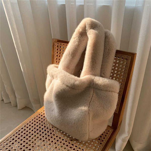 

evening bag winter faux fur women handbags luxury design ladies soft plush shoulder large capacity female handle shopping tote s q1129