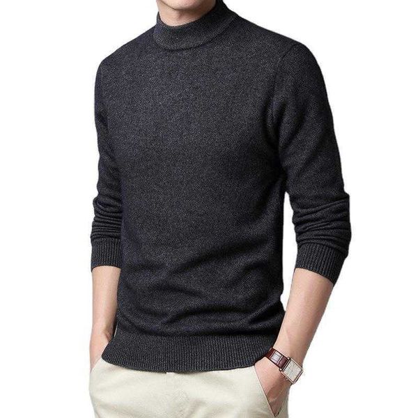

men's sweaters imitation cashmere autumn winter woolen half turtlene you slim bottoming cloing solid g221018, White;black
