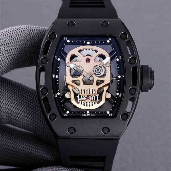 

luxury mens mechanics watch richa men's rm052 latest ghost skull series with original imported automatic chain up machine core through