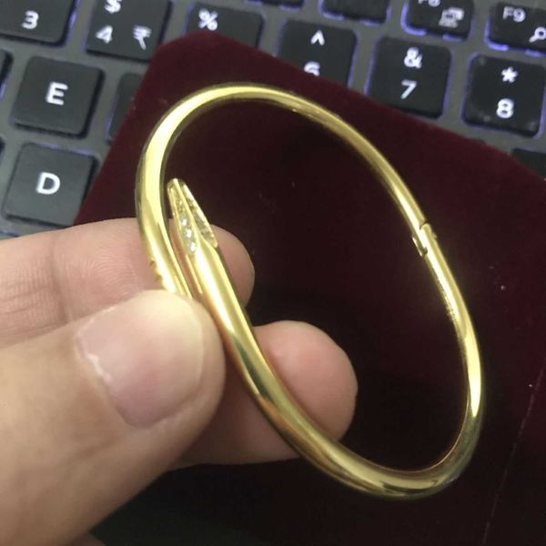 

bangle gold silver titanium steel classic bangle nail punk bracelet wedding inlay diamond women and men love jewelry gift with red dust bag, Black