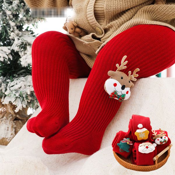 

16014 children cartoon christmas leggings red new year infant baby tight pantyhose kids pantyhoses, Blue