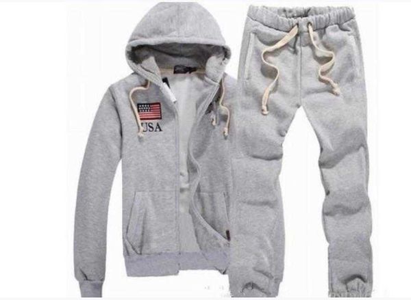 

men's tracksuits mens tracksuit new football horse sets track suit men zipper jackets sportswear sweat gym suits, Gray