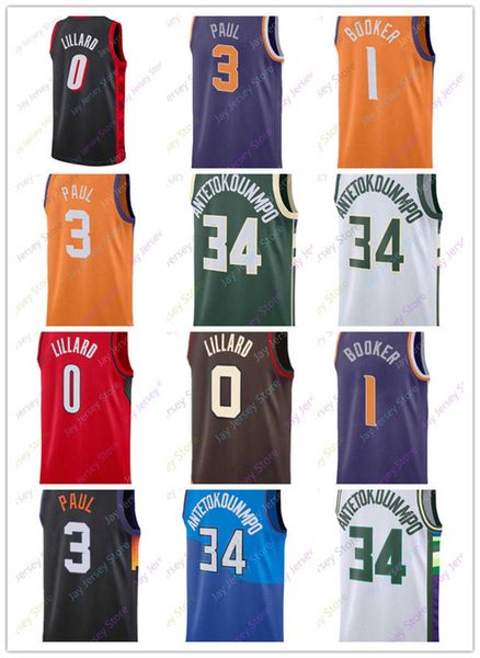 

2022 new devin booker jersey basketball 2022 city chris paul giannis antetokounmpo damian lillard home away black purple white black, Black;red