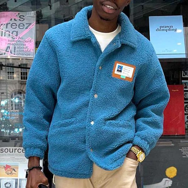 

men's fur faux fur 2022 new arrivals men clothes autumn winter warm wool jackets mens fashion solid button lapel long sleeve fleece coa, Black