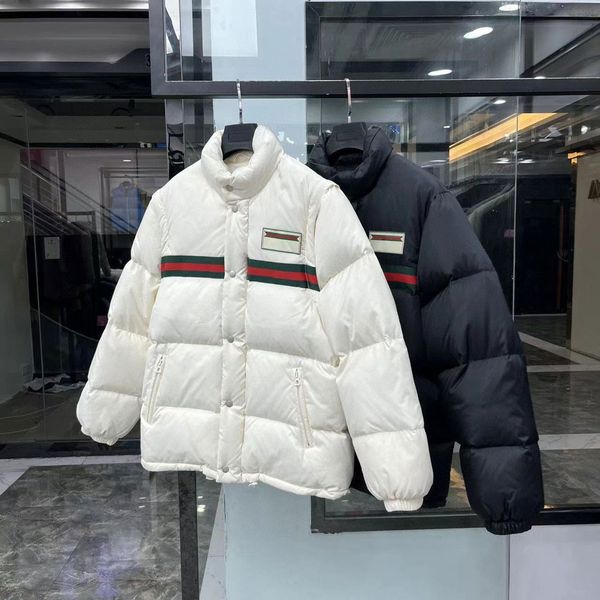 

designer mens down jacket men outerwear coats puffer jackets winter coat with leather long selvees outwear warm parkas winter jacket, Black