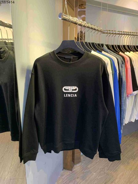 

balencaigaess classic front lock letter terry round neck long sleeve sweater bl, Black