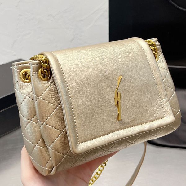 

axillary mini shoulder bag nolita crossbody bag handbag women purse diamond lattice quilting sliding chain strap plain fashion metal letter
