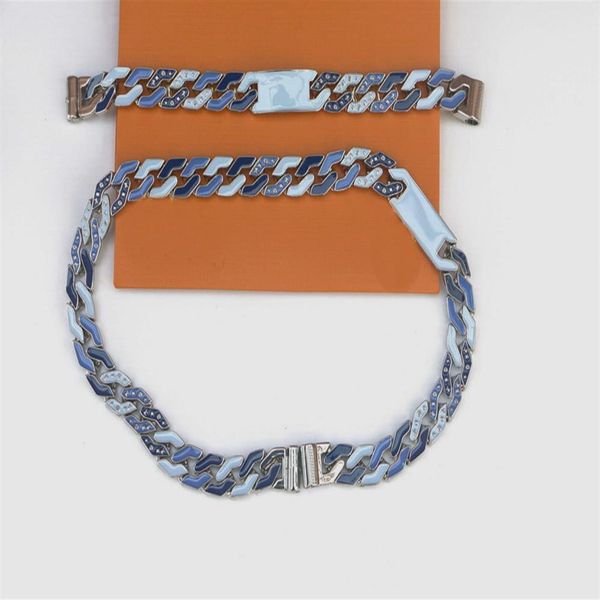 

europe america classic men hip-hop silver-color metal enamel engraved v initials thick cuban chain link necklace bracelet sets mp22370