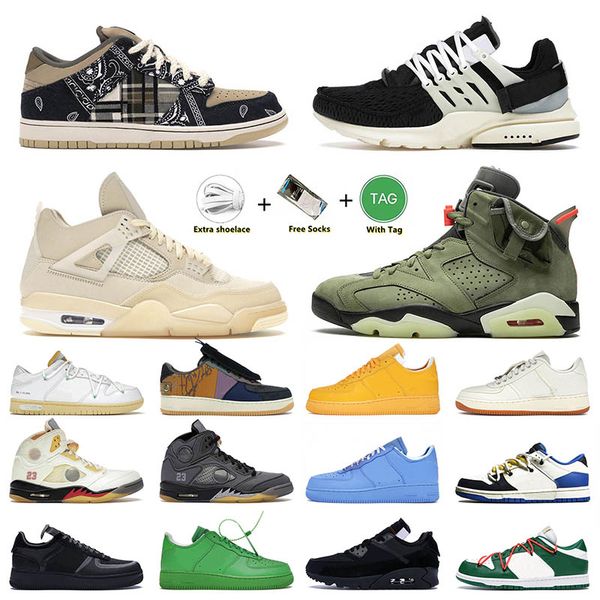

designer ow x basketball shoes 4 4s offs white sail black dunks travis scotts university blue ghost green mens women sports trainers sneaker