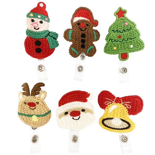 

10 pcs/lot fashion key ring nursing accessories christmas tree elk snowman retractable holiday felt id badge holder reel for nurse gift, Slivery;golden