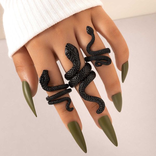 

cool snake multi piece ring set punk snake exaggerated three, Silver