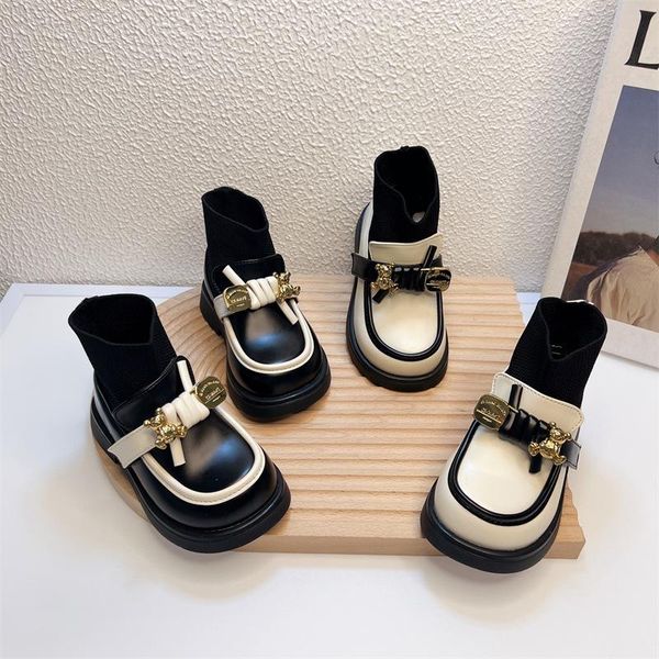 

sneakers baby shoes children casual kids footwear autumn girls soft sole knitted leather e4873, Black;red