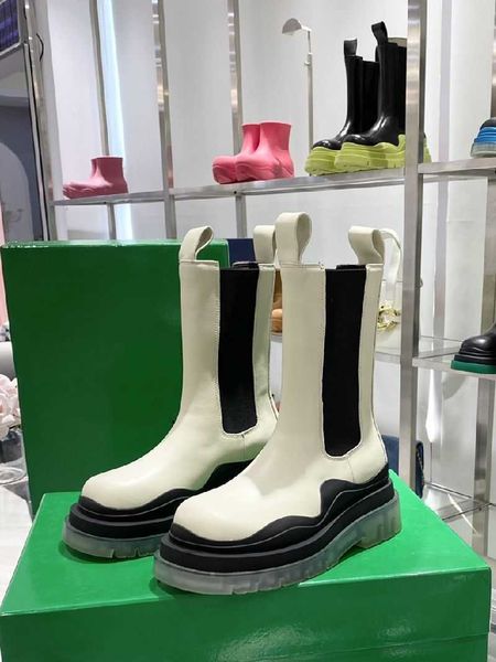 

designer boots fashion brand bottega winter men women short shoes chelsea white martin boot medium thick soled smoke pipe booties, Black