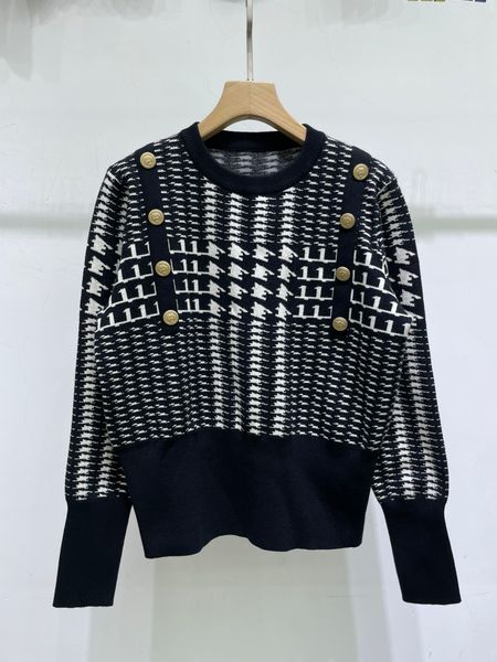 

909 l 2022 milan runway autumn sweater long sleeve crew neck fashion clothes womens shang, White;black
