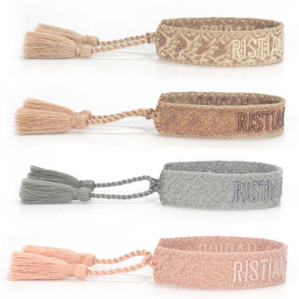 

fashion women's luxury bracelets brand d designer bangle jewelry female embroidery woven bracelet bohemian creative tassel men's g, Golden;silver