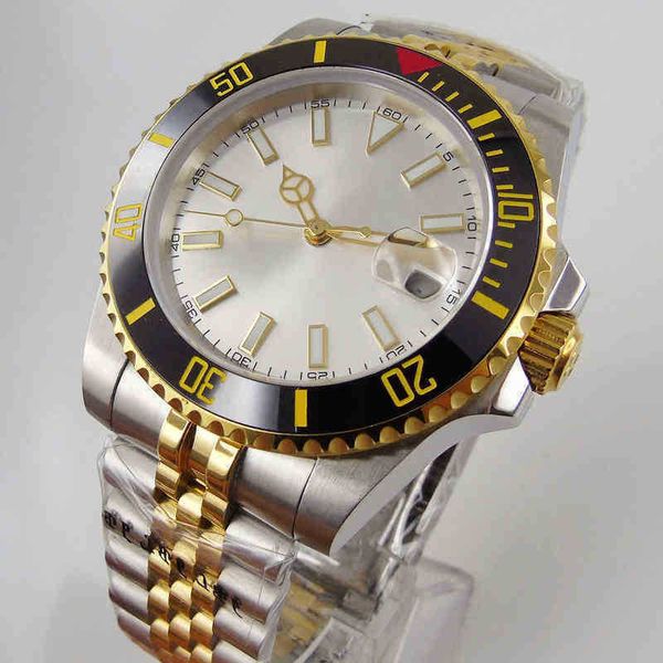 

aaaaa eta2836 automatic machinery silver 40mm mechanical wristwatch men sapphire glass date jubilee band rotating ceramic bezelwaterproof 10, Slivery;brown