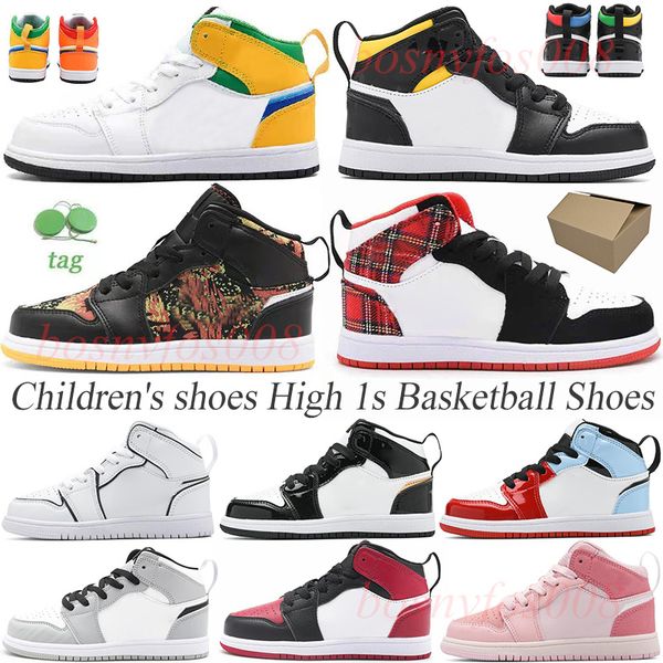 

kids 1s shoes vintage cactus jack high basketball shoes jumpman 1 3 pine green baby toddler children sneakers sports size 26-37