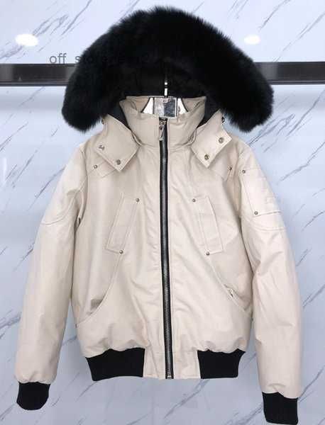 

men's canada parkas down jacket fur collar parka winter waterproof white duck coat cloak fashion men and women couples moose casual ver, Black