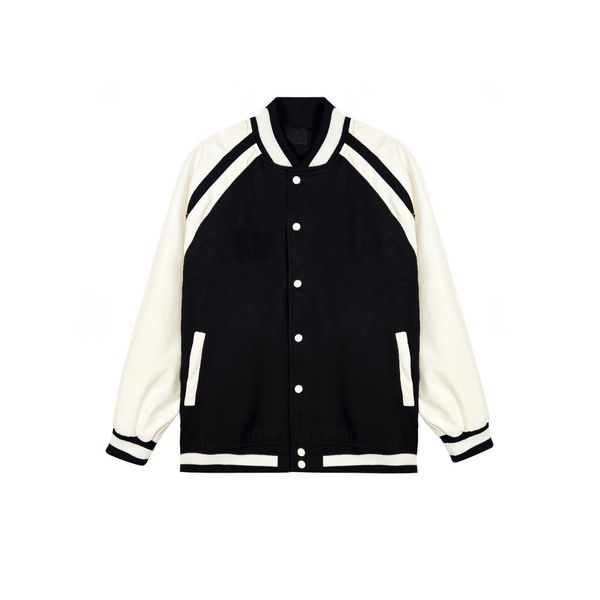 

new men's and women's jacket four seasons classic reflective baseball jersey limited leather sleeve perfect version, White;black