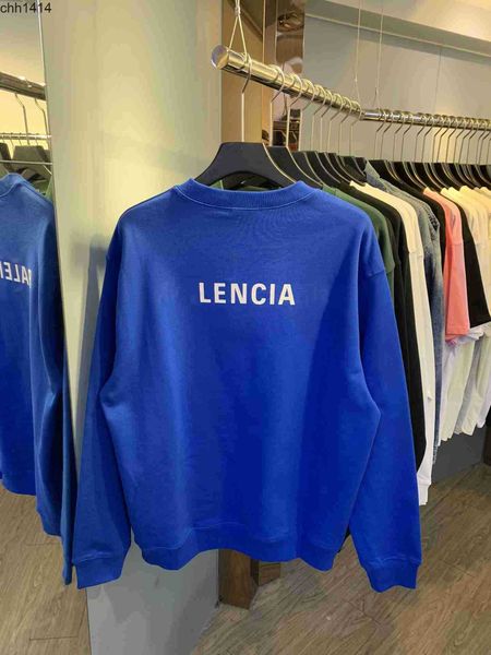 

2022 autumn and balencaigaess classic back letter printing round neck long sleeve sweater coat bl, Black