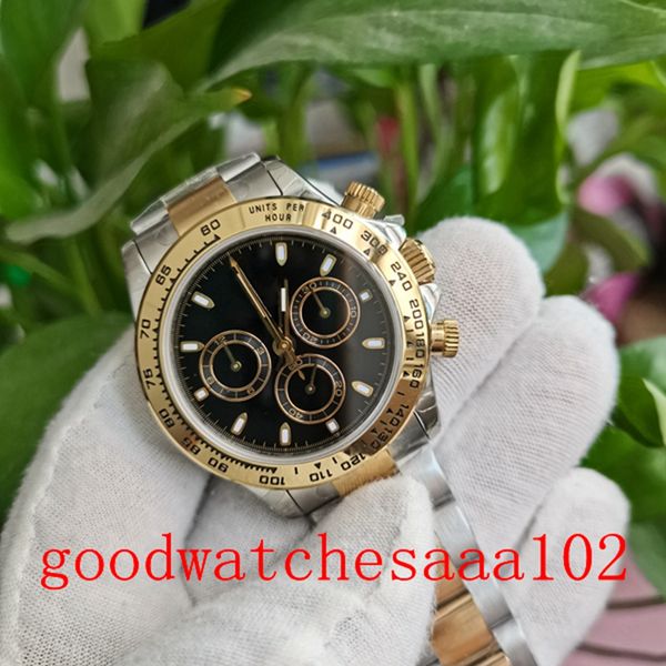 

r watches for 40mm black dial 116503 bp new version automatic chronograph mechanical 7750 movement 18k yellow gold bracelet mens watches ori, Slivery;brown