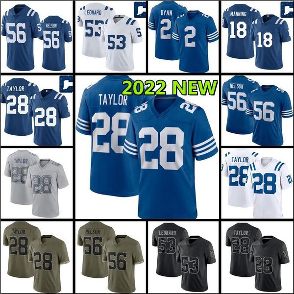 

2 matt ryan 53 darius leonard jersey football peyton manning 28 jonathan taylor michael pittman jr jerseys, Black;red